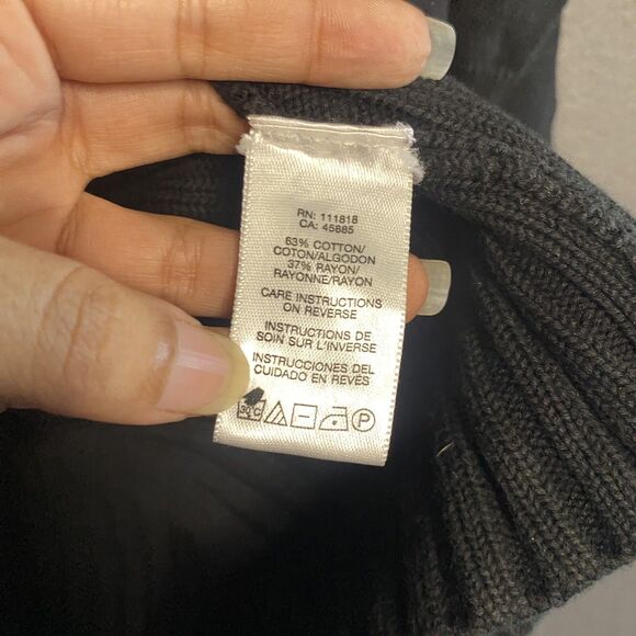 michael kors Cardigan Medium M Black Ribbed Knit pockets thick open front - Picture 7 of 11